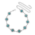 Constituted Blue Howlite 30.00 ctw Southwestern Waist Chain in Silvertone 43 Inches - Sticky add to cart bar