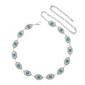 Constituted Blue Howlite 26.00 ctw Southwestern Waist Chain in Silvertone 43 Inches - Sticky add to cart bar