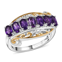 EverTrue African Amethyst Ring 18K YG Plated and Platinum Bond (Size 10.0) 1.40 ctw