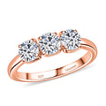 Luxuriant Lab Grown Diamond E-F VS 3 Stone Ring in 18K Vermeil Rose Gold Over Sterling Silver (Size 10.0) 1.00 ctw - Sticky add to cart bar
