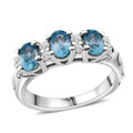 Premium Cambodian Blue Zircon and Moissanite 2.50 ctw Dancing Waves Ring in Rhodium Over Sterling Silver (Size 10.0) - Sticky add to cart bar