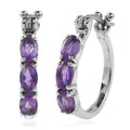 EverTrue African Amethyst Hoop Earrings in Stainless Steel 2.90 ctw - Sticky add to cart bar