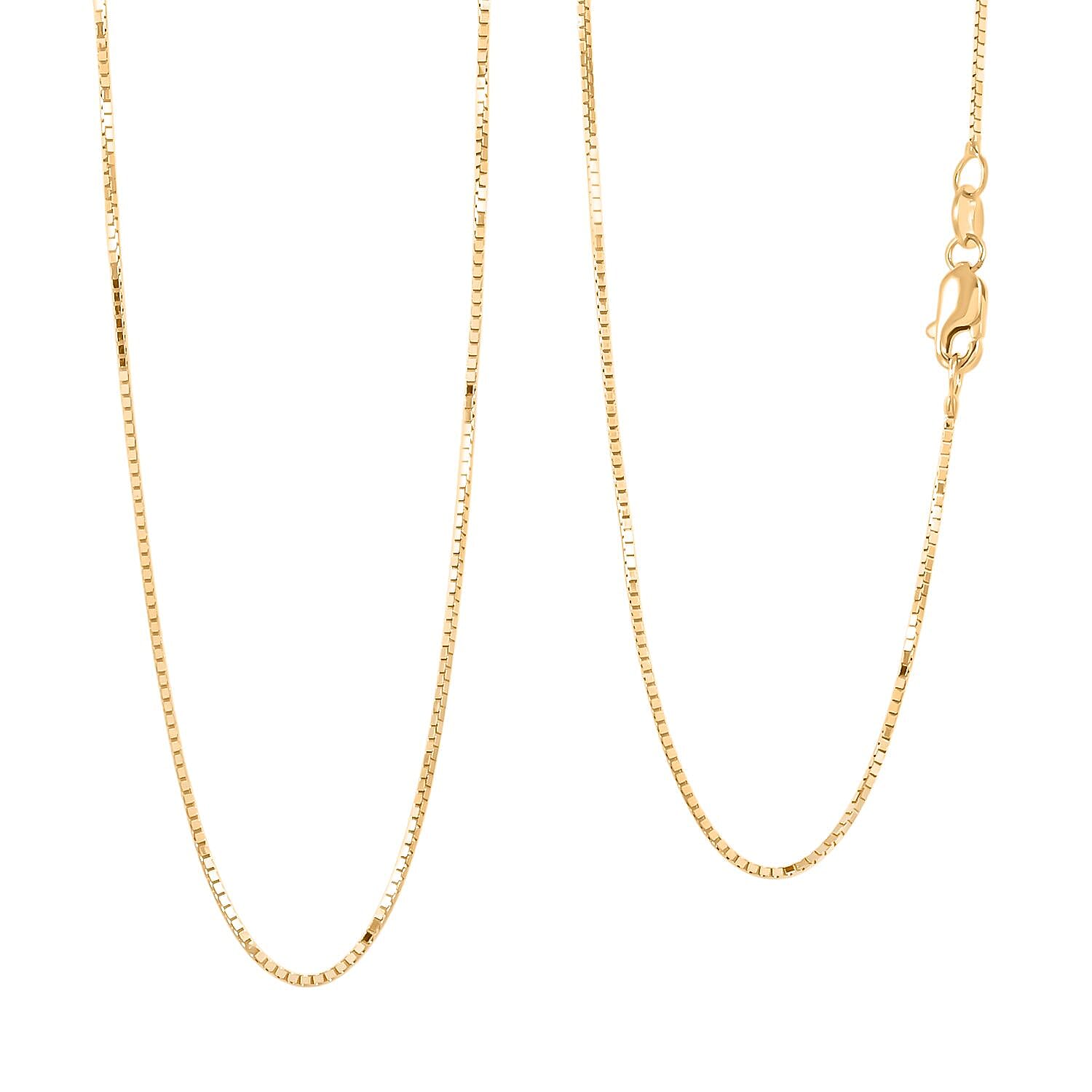 18K Yellow Gold Box Chain Necklace 20 Inches 3.6 Grams