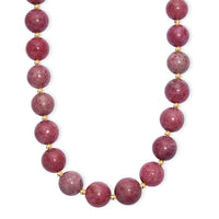 Rhodonite Beaded Necklace (18 Inches) in 18K Vermeil YG Over Sterling Silver 565.00 ctw