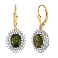 D'Joy Bohemian Moldavite and Moissanite 4.30 ctw Earrings in 18K Vermeil Yellow Gold Over Sterling Silver - Sticky add to cart bar