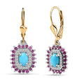 D'Joy Sleeping Beauty Turquoise and Multi Gemstone 2.00 ctw Lever Back Earrings in 18K Vermeil YG and Rhodium Over Sterling Silver - Sticky add to cart bar