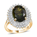 D’Joy Bohemian Moldavite, Moissanite Ring in 18K Vermeil YG Over Sterling Silver (Size 10.0) 6.00 ctw - Sticky add to cart bar