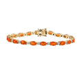 AAA Fire Opal, Luxuriant Lab Grown Diamond (I2) (1.35 cts) Bracelet in 18K Vermeil YG Over Sterling Silver (7.50 In) 7.40 ctw - Sticky add to cart bar