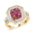 D’Joy Premium Mozambique Ruby, Moissanite Deco Dynasty Ring in 18K Vermeil YG Over Sterling Silver (Size 10.0) 2.25 ctw - Sticky add to cart bar