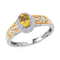 D'Joy Madagascar Yellow Sapphire and White Zircon 0.85 ctw Ring in 18K Vermeil YG and Rhodium Over Sterling Silver (Size 8.0) - Sticky add to cart bar