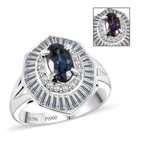 Chairman Vault Collection Certified & Appraised 900 Platinum AAAA Brazilian Alexandrite, Diamond (E-F, VS) (1.00 cts) Ring (Size 5.25) (8.60 g) 1.96 ctw