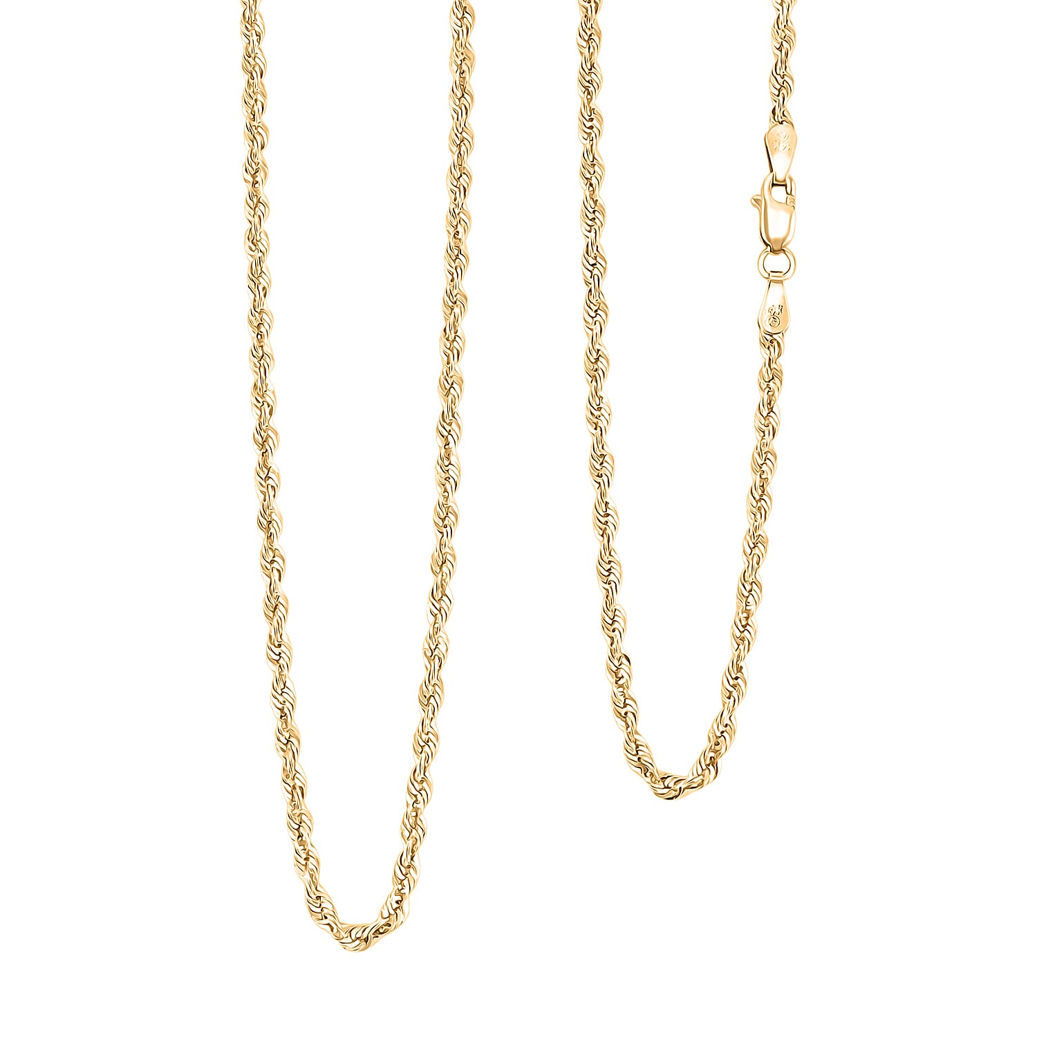 2.3mm Laser Rope Chain Necklace in 14K Yellow Gold 2.6 Grams 18 Inches