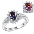 Luxuriant AAA Lab Grown Alexandrite, White Zircon Ring in Rhodium Over Sterling Silver (Size 10.0) 1.60 ctw - Sticky add to cart bar