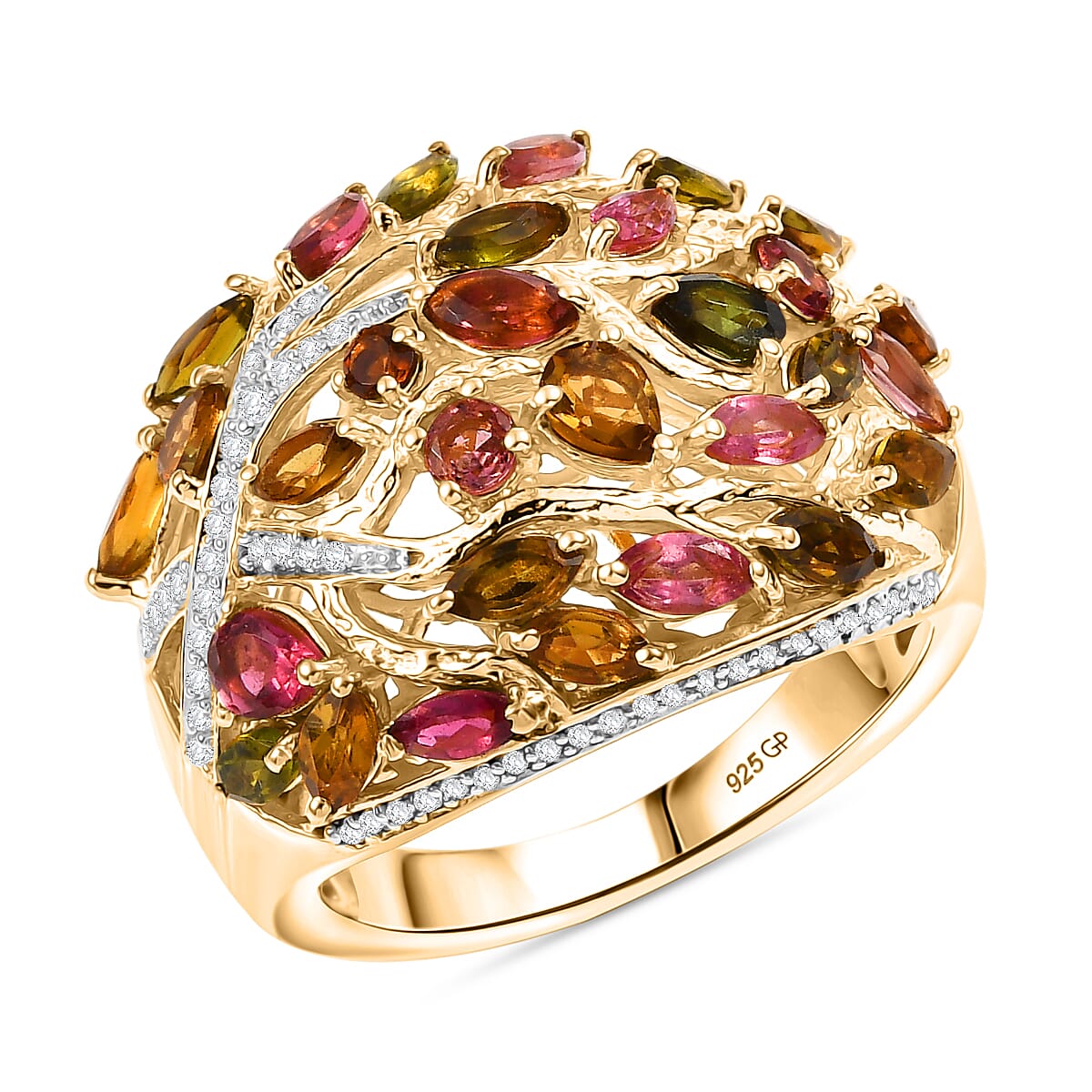 GP Multi Gemstone Tree of Life Ring in Sterling Silver