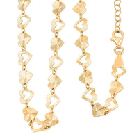 Italian Radiant Hearts Chain Necklace in 14K Yellow Gold Over Sterling Silver 6.20 Grams 18 Inches