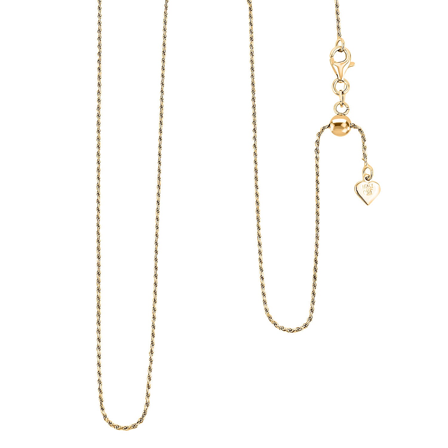 Italian Rope Chain Necklace in 14K Yellow Gold Over Sterling Silver 3.51 Grams 22 Inches