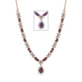 D'Joy Madagascar Color Change Garnet and White Zircon 4.25 ctw Floral Necklace 18 Inches in 18K Vermeil Rose Gold Over Sterling Silver - Sticky add to cart bar