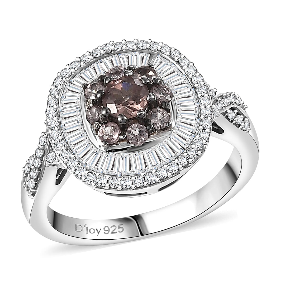 D'Joy Madagascar Color Change Garnet and Moissanite 1.50 ctw Ring in Rhodium Over Sterling Silver (Size 10.0)