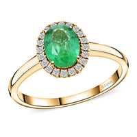 Luxoro 14K Yellow Gold AAA Kagem Zambian Emerald, Diamond (G-H, I2) Ring (Size 10.0) (Del. in 10-15 Days) 1.40 ctw