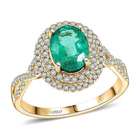 Luxoro 14K Yellow Gold AAA Kagem Zambian Emerald, Diamond (G-H, I2) Ring (Size 10.0) (Del. in 10-15 Days) 2.30 ctw