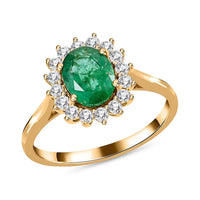 Luxoro AAA Kagem Zambian Emerald and G-H I2 Diamond 2.18 ctw Ring in 14K Yellow Gold