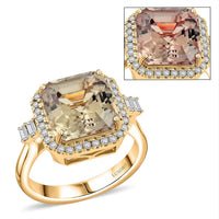 Luxoro AAA Turkizite and G-H I2 Diamond 5.96 ctw Ring in 14K Yellow Gold