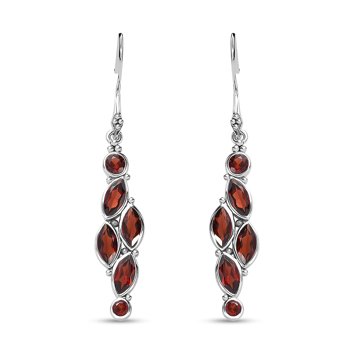 Sajen Silver Mozambique Garnet 6.70 ctw Earrings in Rhodium Over Sterling Silver