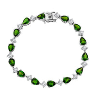 D'Joy Chrome Diopside, Moissanite Bracelet in Rhodium Over Sterling Silver (6.50 In) 10.80 ctw