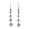 Premium Larimar and Multi Gemstone 4.20 ctw Earrings in Sterling Silver - Sticky add to cart bar