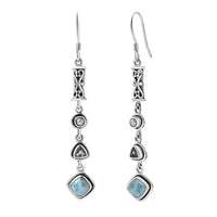 Premium Larimar and Multi Gemstone 4.20 ctw Earrings in Sterling Silver