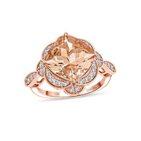 Luxoro AAA Marropino Morganite and G-H I2 Diamond 7.00 ctw Ring in 10K Rose Gold 4.74 Grams