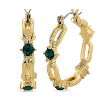 Ruby Color Austrian Crystal Hoop Earrings in Goldtone