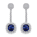 Chairman Vault Collection Certified & Appraised Rhapsody AAAA Ceylon Blue Sapphire and E-F VS Diamond 8.55 ctw Earrings in 950 Platinum 11.30 Grams - Sticky add to cart bar