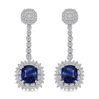 Chairman Vault Collection Certified & Appraised Rhapsody AAAA Ceylon Blue Sapphire and E-F VS Diamond 8.55 ctw Earrings in 950 Platinum 11.30 Grams