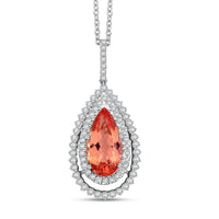 Chairman Collection Certified & Appraised Rhapsody AAAA Imperial Topaz and E-F VS Diamond 8.95 ctw Pendant in 950 Platinum