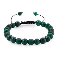 African Malachite 108.00 ctw Beaded Shamballa Bracelet with Cotton Threads (Adjustable)