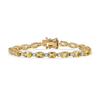 D'Joy Premium Braziliian Heliodor and White Zircon 8.70 ctw Bracelet in 18K Vermeil Yellow Gold Over Sterling Silver (6.50 In)