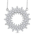 D'Joy White Zircon 5.30 ctw Sunburst Necklace in Rhodium Over Sterling Silver 18 Inches - Sticky add to cart bar