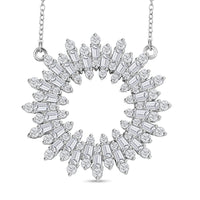 D'Joy White Zircon 5.30 ctw Sunburst Necklace in Rhodium Over Sterling Silver 18 Inches