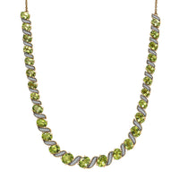 D'Joy Hebei Peridot and White Zircon 19.80 ctw Vine of Light Necklace in 18K Vermeil Yellow Gold Over Sterling Silver 18 Inches