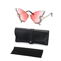 Pink UV400 Frameless Sunglasses with Artificial Crystal