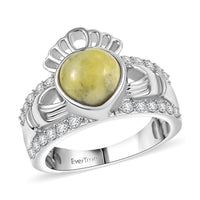 EverTrue Connemara Marble and White Zircon 2.80 ctw Ring in Platinum Bond (Size 10.0)