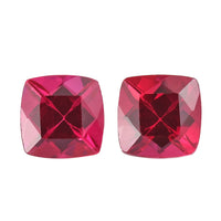 Set of 2 Lab Created Ruby (Cush 6x6 mm) 2.07 ctw Loose Gemstone