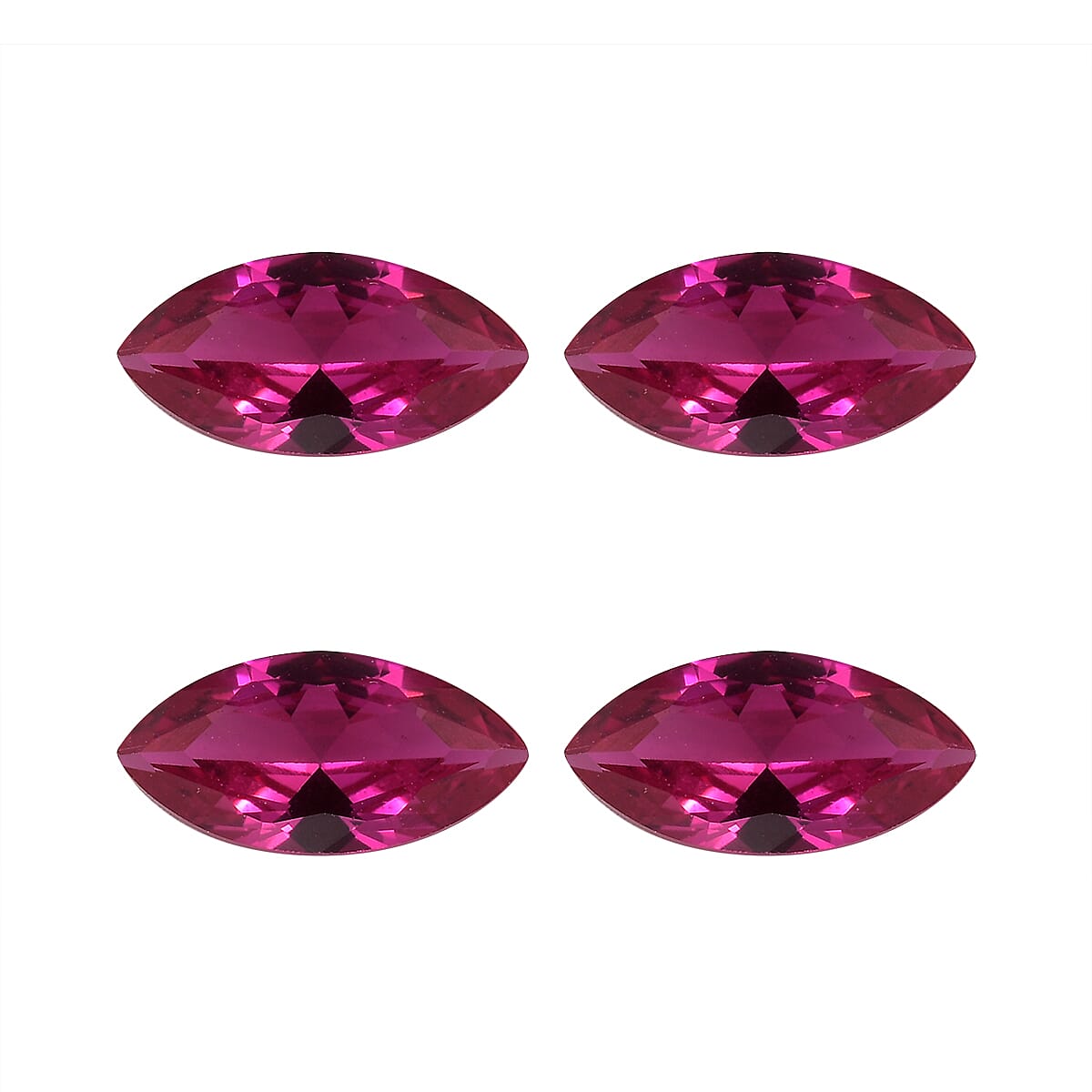 Set of 4 Lab Created Ruby (Mrq 8x4 mm) 2.11 ctw Loose Gemstone