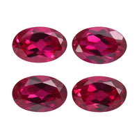 Set of 4 Lab Created Ruby (Oval 6x4 mm) 2.38 ctw Loose Gemstone