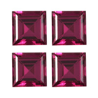 Set of 4 Lab Created Ruby (Sqr 5 mm) 3.03 ctw Loose Gemstone