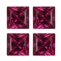 Set of 4 Lab Created Ruby (Sqr 5 mm) 3.23 ctw Loose Gemstone