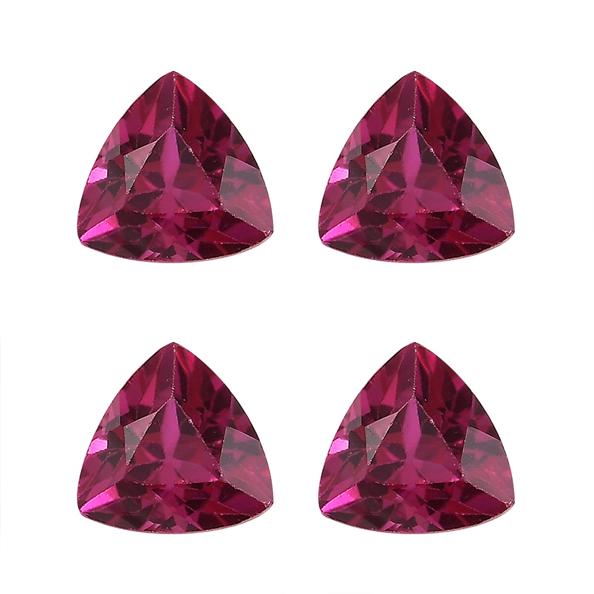 Set of 4 Lab Created Ruby (Trl 4 mm) 1.26 ctw Loose Gemstone