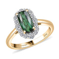 Certified & Appraised AAA Santa Rosa Tourmaline and Luxuriant Lab Grown Diamond G-H SI 2.03 ctw Ring in 10K Yellow Gold (Size 5.5) - Sticky add to cart bar