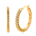 Criss Cross Hoop Earrings in ION Plated YG Stainless Steel - Sticky add to cart bar